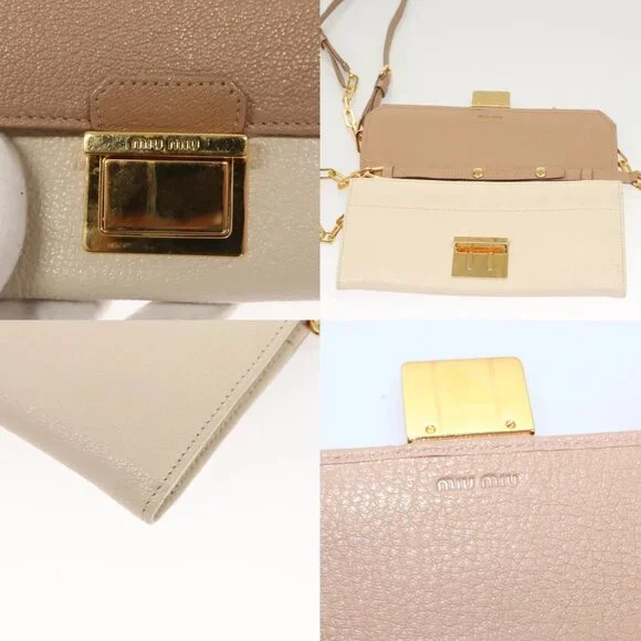 Miu Miu Chain Wallet Leather Pink Gold Auth am8441 - Picture 15 of 15